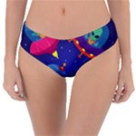 Cartoon Funny Aliens With Ufo Duck Starry Sky Set Reversible Classic Bikini Bottoms