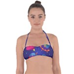 Cartoon Funny Aliens With Ufo Duck Starry Sky Set Tie Back Bikini Top