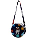 Boy Spaceman Space Rocket Ufo Planets Stars Crossbody Circle Bag