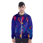 Cartoon Funny Aliens With Ufo Duck Starry Sky Set Men s Windbreaker