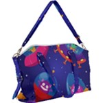 Cartoon Funny Aliens With Ufo Duck Starry Sky Set Canvas Crossbody Bag