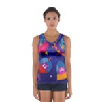 Cartoon Funny Aliens With Ufo Duck Starry Sky Set Sport Tank Top 