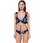 Boy Spaceman Space Rocket Ufo Planets Stars Low Cut Ruffle Edge Bikini Set