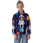 Boy Spaceman Space Rocket Ufo Planets Stars Kids  Half Zip Hoodie