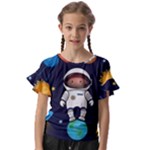 Boy Spaceman Space Rocket Ufo Planets Stars Kids  Cut Out Flutter Sleeves