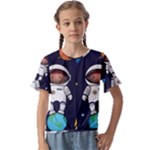 Boy Spaceman Space Rocket Ufo Planets Stars Kids  Cuff Sleeve Scrunch Bottom T-Shirt