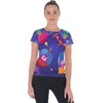 Cartoon Funny Aliens With Ufo Duck Starry Sky Set Short Sleeve Sports Top 