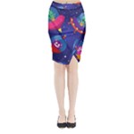 Cartoon Funny Aliens With Ufo Duck Starry Sky Set Midi Wrap Pencil Skirt