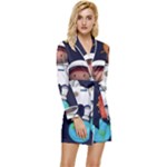 Boy Spaceman Space Rocket Ufo Planets Stars Long Sleeve Satin Robe