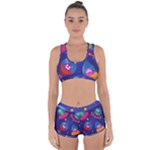 Cartoon Funny Aliens With Ufo Duck Starry Sky Set Racerback Boyleg Bikini Set