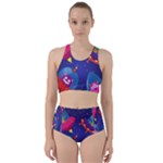 Cartoon Funny Aliens With Ufo Duck Starry Sky Set Racer Back Bikini Set