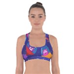 Cartoon Funny Aliens With Ufo Duck Starry Sky Set Cross Back Sports Bra