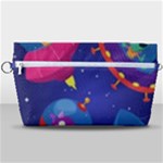 Cartoon Funny Aliens With Ufo Duck Starry Sky Set Handbag Organizer