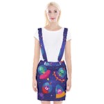 Cartoon Funny Aliens With Ufo Duck Starry Sky Set Braces Suspender Skirt