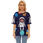 Boy Spaceman Space Rocket Ufo Planets Stars Oversized Basic T-Shirt