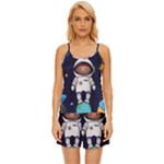 Boy Spaceman Space Rocket Ufo Planets Stars Satin Pajama Short Set