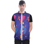 Cartoon Funny Aliens With Ufo Duck Starry Sky Set Men s Puffer Vest