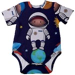 Boy Spaceman Space Rocket Ufo Planets Stars Baby Short Sleeve Bodysuit