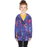 Cartoon Funny Aliens With Ufo Duck Starry Sky Set Kids  Double Breasted Button Coat