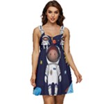Boy Spaceman Space Rocket Ufo Planets Stars Ruffle Strap Babydoll Chiffon Dress