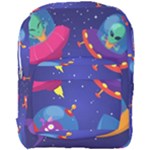 Cartoon Funny Aliens With Ufo Duck Starry Sky Set Full Print Backpack
