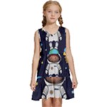 Boy Spaceman Space Rocket Ufo Planets Stars Kids  Sleeveless Tiered Mini Dress