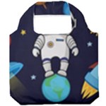 Boy Spaceman Space Rocket Ufo Planets Stars Foldable Grocery Recycle Bag