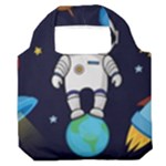 Boy Spaceman Space Rocket Ufo Planets Stars Premium Foldable Grocery Recycle Bag