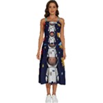 Boy Spaceman Space Rocket Ufo Planets Stars Sleeveless Shoulder Straps Boho Dress