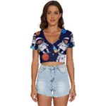 Boy Spaceman Space Rocket Ufo Planets Stars V-Neck Crop Top