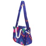 Cartoon Funny Aliens With Ufo Duck Starry Sky Set Rope Handles Shoulder Strap Bag