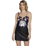 Boy Spaceman Space Rocket Ufo Planets Stars Flowy Camisole Tie Up Top