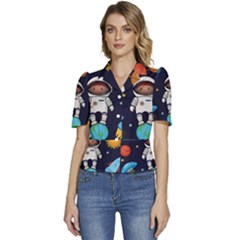 Puffed Short Sleeve Button Up Jacket 