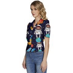 Puffed Short Sleeve Button Up Jacket 
