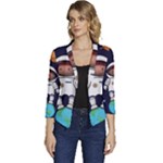 Boy Spaceman Space Rocket Ufo Planets Stars Women s Casual 3/4 Sleeve Spring Jacket