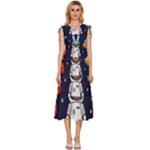 Boy Spaceman Space Rocket Ufo Planets Stars V-Neck Drawstring Shoulder Sleeveless Maxi Dress