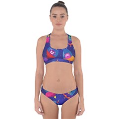 Cartoon Funny Aliens With Ufo Duck Starry Sky Set Cross Back Hipster Bikini Set from ArtsNow.com