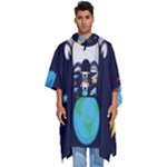 Boy Spaceman Space Rocket Ufo Planets Stars Men s Hooded Rain Ponchos