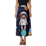 Boy Spaceman Space Rocket Ufo Planets Stars Classic Midi Chiffon Skirt