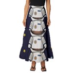 Boy Spaceman Space Rocket Ufo Planets Stars Tiered Ruffle Maxi Skirt