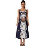 Boy Spaceman Space Rocket Ufo Planets Stars Square Neckline Tiered Midi Dress