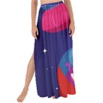 Cartoon Funny Aliens With Ufo Duck Starry Sky Set Maxi Chiffon Tie-Up Sarong