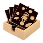 Boy Spaceman Space Rocket Ufo Planets Stars Bamboo Coaster Set