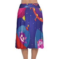 Velvet Flared Midi Skirt 