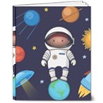 Boy Spaceman Space Rocket Ufo Planets Stars 8  x 10  Hardcover Notebook
