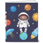 Boy Spaceman Space Rocket Ufo Planets Stars 8  x 10  Softcover Notebook