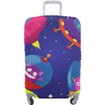 Cartoon Funny Aliens With Ufo Duck Starry Sky Set Luggage Cover (Large)