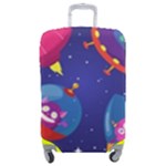 Cartoon Funny Aliens With Ufo Duck Starry Sky Set Luggage Cover (Medium)