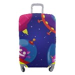 Cartoon Funny Aliens With Ufo Duck Starry Sky Set Luggage Cover (Small)
