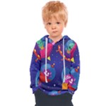 Cartoon Funny Aliens With Ufo Duck Starry Sky Set Kids  Overhead Hoodie